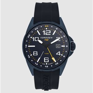 New Torgoen TN-1309 T48 GMT Navy Ion Plated 44mm Silicone Strap Watch